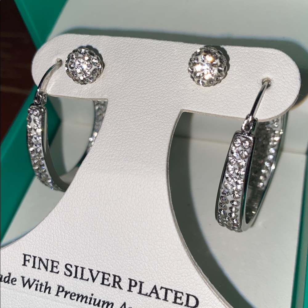 Sofia James Silver Crystal Earrings Set